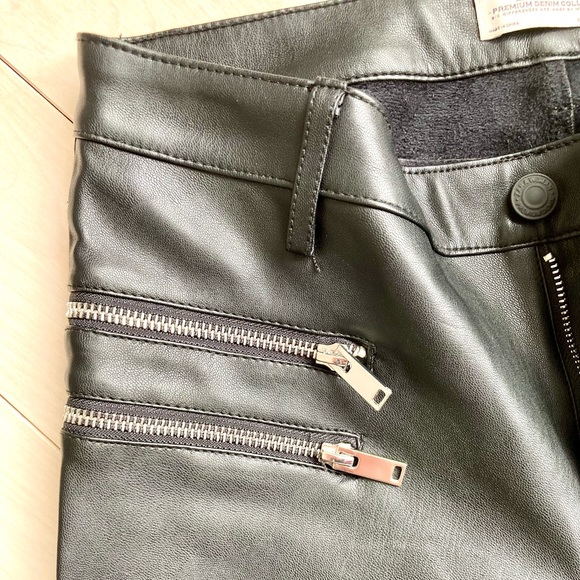 Zara Faux Leather Biker Skinny Pants with Zips - XS - Black - Picture 7 of 14